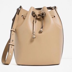 Zara drawstring tan bag